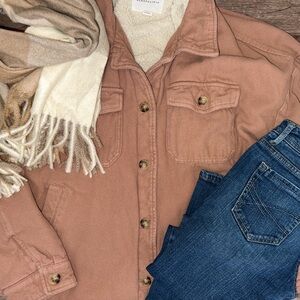 Tan and Cream Sherpa Buttoned Jacket 🧸